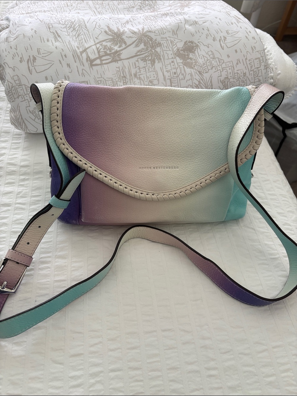 Aimee Kestenberg Pastel Ombre Leather Crossbody Bag in Lavender Mint Cream